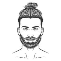 diseño de ilustración de cara de hipster de hombre barbudo vector