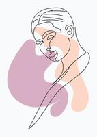 Beautiful woman vector logo design in simple minimal line art style