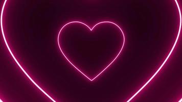 valentinsgrüße lieben herz leuchtende neonsymbolanimation, valentinstag, herzförmige neonhintergründe, neonlichter lieben herzform. leuchtendes neonherz, abstrakte herzen formen neonhintergründe video