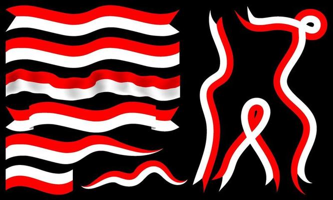 Indonesian flag ribbon set, with various shapes, great for independence day design