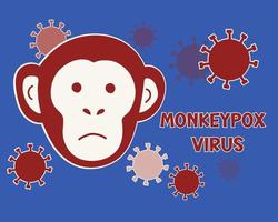 ilustración del virus de la viruela del mono. la cara del mono como símbolo. ícono de viruela y brote de una nueva enfermedad infecciosa vector