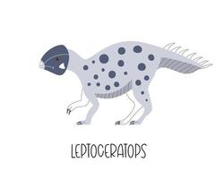 cute blue doodle dinosaur leptoceratops. vector illustration of wild Jurrasic animal