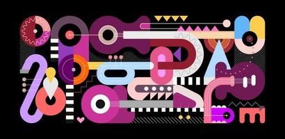 Musical Instruments Colorful Design on a black vector