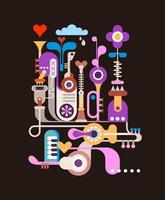 diseño abstracto con instrumentos musicales vector