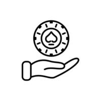 Chip Casino Roulette Vegas Black Outline Pictogram. Coin Lucky Play Risk Gambling Game Club Flat Symbol. Poker Chip Line Icon. Money Bet Circle Token. Isolated Vector Illustration.
