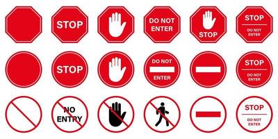 Do Not Enter Red Circle Symbol. Caution No Allowed Entry Stop Road Sign. Entrance Prohibited. Warning Palm Hand Ban Access Silhouette Icon. Forbidden Traffic Pictogram. Isolated Vector Illustration.