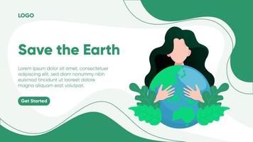 Editable Banner Template With Illustration Of Save The Earth vector