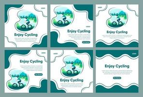 Editable Social Media Post Template with Illustration of Enjoy Cycling vector