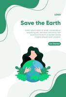 Editable Poster Template With Illustration Of Save The Earth vector