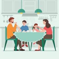 familia disfruta comiendo juntos vector