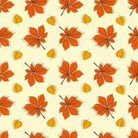 Pattern with colorful autumn leaves, outline and paint. Ideal for packaging, notebooks, school supplies, children's clothing 4 vector