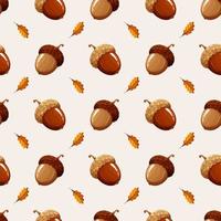 Pattern with light and dark acorns on white background vector