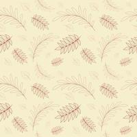 Autumn pattern with contoured leaves on beige background 2 vector