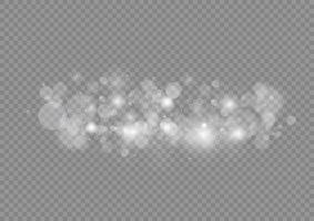 Light abstract glowing bokeh lights. Light bokeh effect isolated on transparent background. Christmas background from shining dust. Christmas concept flare sparkle vector