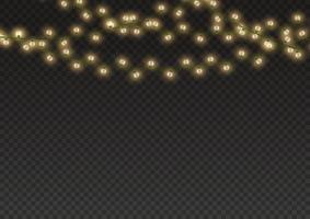 luces navideñas aisladas en un fondo transparente. guirnalda brillante de navidad para el año nuevo y la navidad. efecto de luz. ilustración vectorial vector