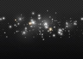 efecto de fondo de partículas de brillo blanco vectorial para tarjeta rica de saludo de lujo. efecto de luz especial de brillo de chispas blancas. textura brillante. chispas de polvo de estrellas en una explosión sobre un fondo negro. vector