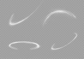 White glowing shiny lines effect vector background. Luminous white lines of speed. Light glowing effect. Light trail wave, fire path trace line and incandescence curve twirl.