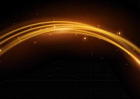 Golden glowing shiny lines effect vector background. Luminous white lines of speed. Light glowing effect. Light trail wave, fire path trace line and incandescence curve twirl.