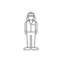 el signo vectorial del símbolo del trabajador de la construcción está aislado en un fondo blanco. color de icono de trabajador de construcción editable. vector