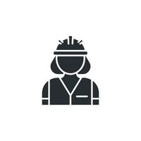 Vector sign of Construction worker symbol is isolated on a white background. Construction worker icon color editable.