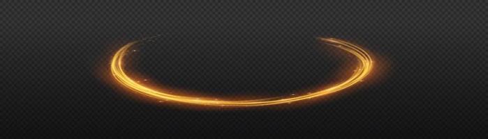 Golden glowing shiny lines effect vector background. Luminous white lines of speed. Light glowing effect. Light trail wave, fire path trace line and incandescence curve twirl.