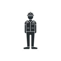 Vector sign of Construction worker symbol is isolated on a white background. Construction worker icon color editable.