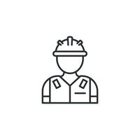 el signo vectorial del símbolo del trabajador de la construcción está aislado en un fondo blanco. color de icono de trabajador de construcción editable. vector