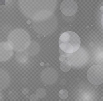 Light abstract glowing bokeh lights. Light bokeh effect isolated on transparent background. Christmas background from shining dust. Christmas concept flare sparkle