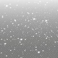los copos de nieve blancos vuelan en el aire. fondo de nieve. nieve y viento. fuertes nevadas vectoriales, copos de nieve en varias formas y formas.