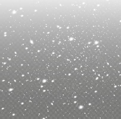 White snowflakes are flying in the air. snow background. Snow and wind. Vector heavy snowfall, snowflakes in various shapes and forms.