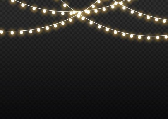 Christmas lights isolated on a transparent background. Christmas glowing garland.for the new year and christmas. light effect. Vector illustration.