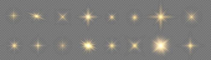 conjunto de efectos de luz blanca aislada brillante, destello de lente, explosión, brillo, línea, destello solar, chispa y estrellas. diseño abstracto de elementos de efectos especiales. rayo de brillo con relámpago vector