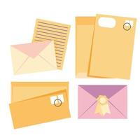 Set of yellow envelopes in different sizes vector