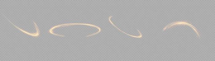 Golden glowing shiny lines effect vector background. Luminous white lines of speed. Light glowing effect. Light trail wave, fire path trace line and incandescence curve twirl.