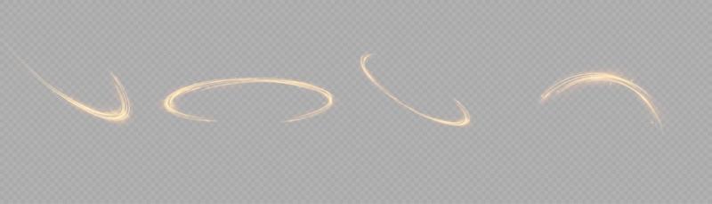 Golden glowing shiny lines effect vector background. Luminous white lines of speed. Light glowing effect. Light trail wave, fire path trace line and incandescence curve twirl.