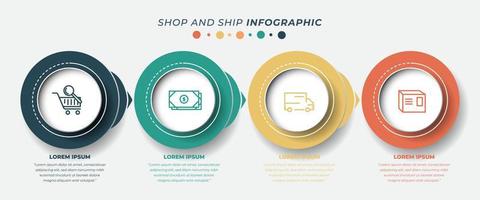 Infographic template design with white circle and color circle in back design vector