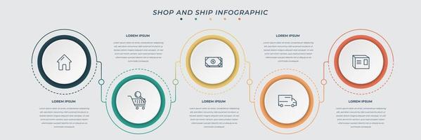 Business infographic template with icon and 5 option or step for presentation design vector