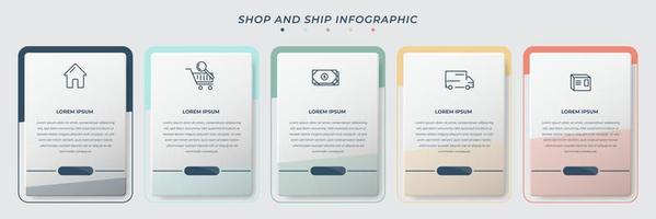 plantilla de infografía empresarial en diseño de rectángulo con diseño de fondo colorido vector