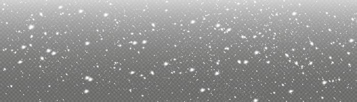 White snowflakes are flying in the air. snow background.Many white cold flakes elements.  Snow and wind. Vector heavy snowfall, snowflakes in various shapes and forms.