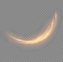 Golden glowing shiny lines effect vector background. Luminous white lines of speed. Light glowing effect. Light trail wave, fire path trace line and incandescence curve twirl.