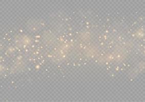 el polvo chispea y las estrellas doradas brillan con una luz especial. destellos vectoriales. efecto de luz de navidad. vector