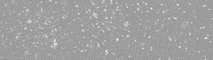 Snow and wind. Vector heavy snowfall, snowflakes in various shapes and forms. Many white cold flakes elements. White snowflakes are flying in the air. snow background.