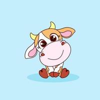 Cute little  cow, animal nature icon concept isolated vector