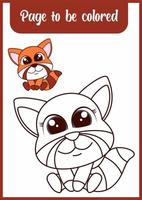 Hand drawn red panda for coloring, coloring page vector, blank printable design for children to fill in vector