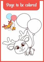 Coloring book little child baby deer, coloring page vector