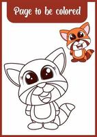 Hand drawn red panda for coloring, coloring page vector, blank printable design for children to fill in vector