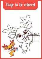 Coloring book little child baby deer, coloring page vector