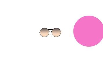 zonnebril mode. elegant eyewear Aan roze wit flikkeren minimaal beweging kunst achtergrond. video