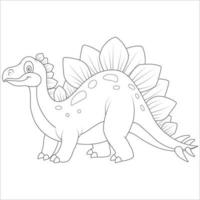 beautiful dinosaur, stegosaurus dinosaur. coloring book and page vector