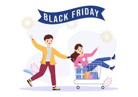 Black Friday Give Big Discount Sale For All Products with Gift Box or Marketing Price Tag in Template Hand Drawn Cartoon Flat Illustration vector